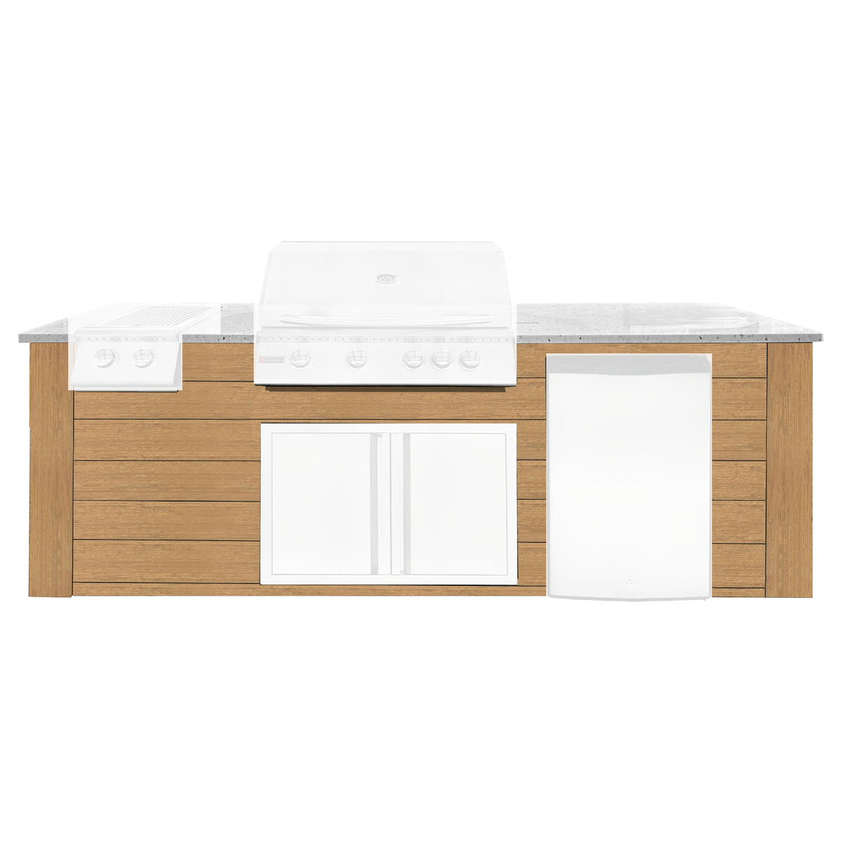 Renaissance Pro-Fit 8-Ft Outdoor Island With White Granite Countertop and Cedar Cabinet