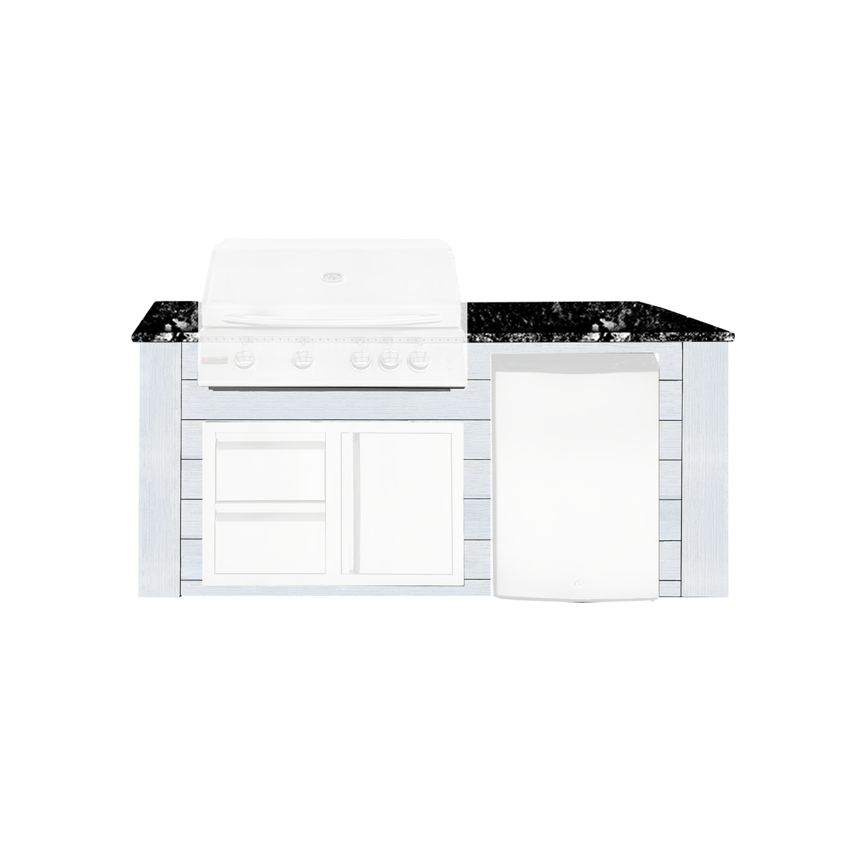 Renaissance Pro-Fit 6-Ft Outdoor Island With Black Granite Countertop and White Cabinet