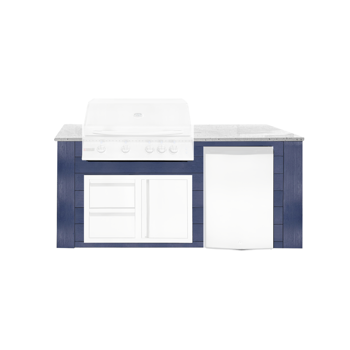 Renaissance Pro-Fit 6-Ft Outdoor Island With White Granite Countertop and Blue Cabinet