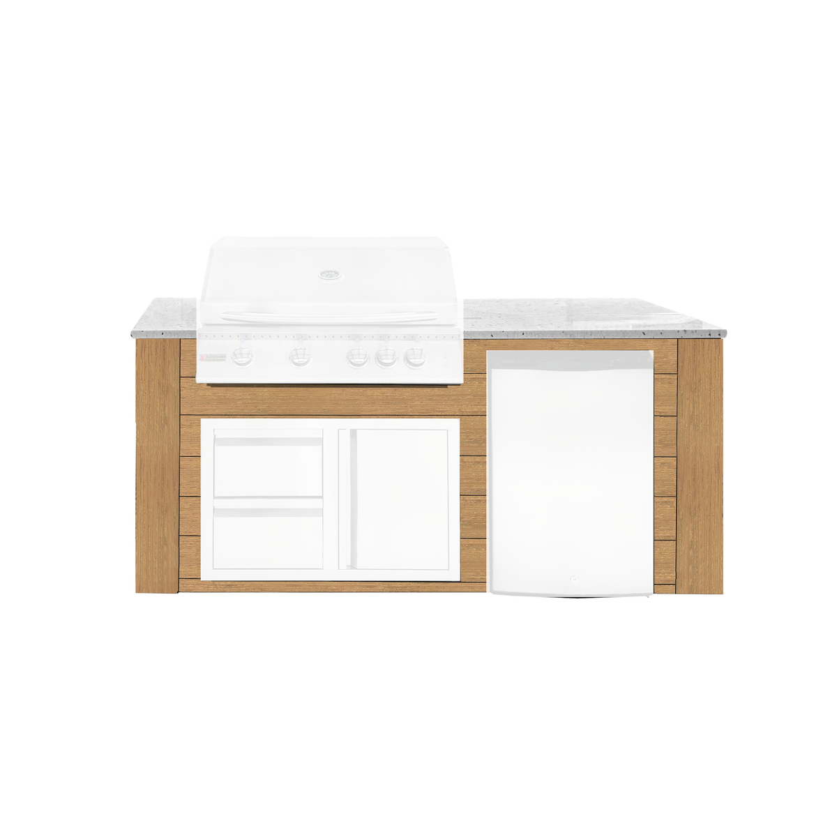 Renaissance Pro-Fit 6-Ft Outdoor Island With White Granite Countertop and Cedar Cabinet