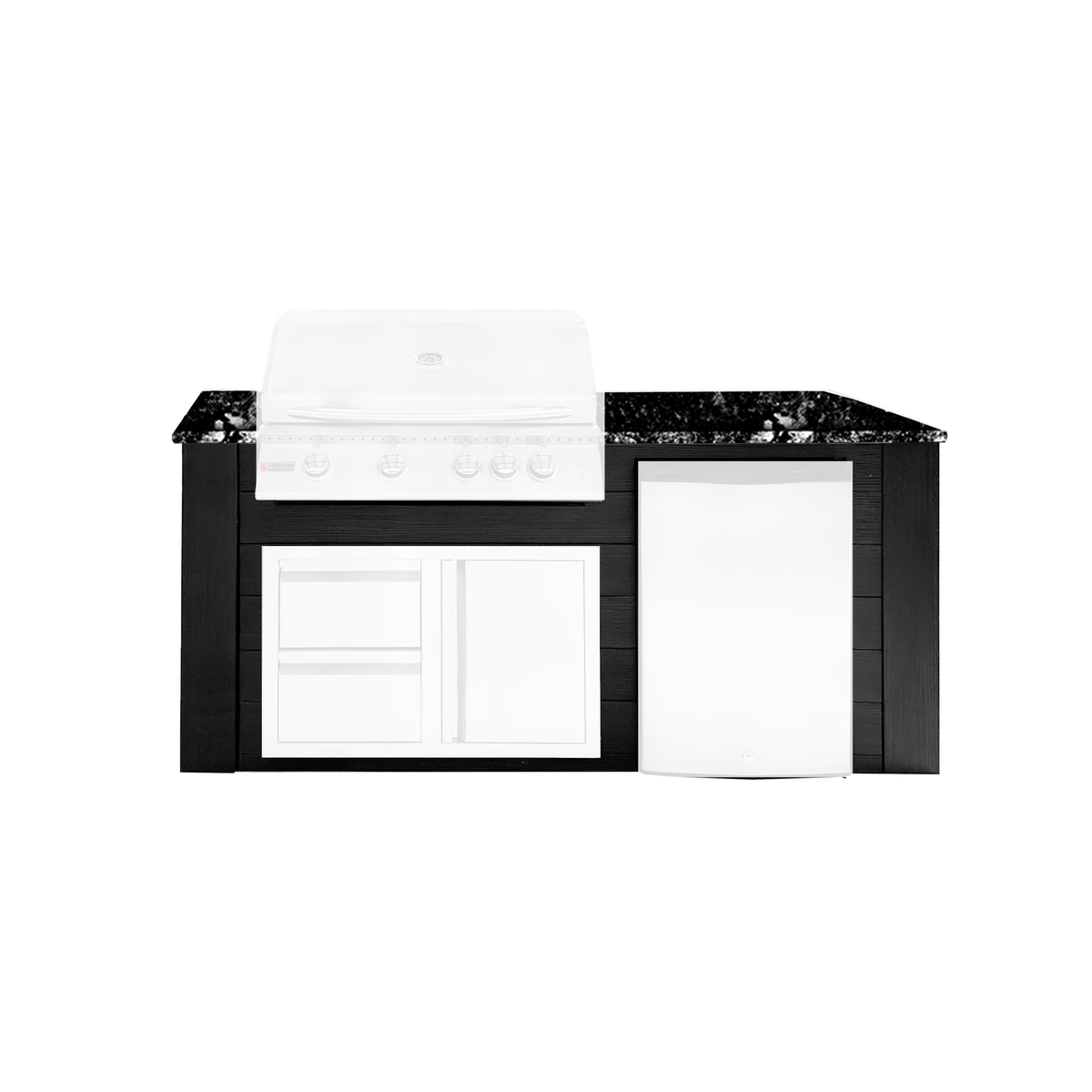 Renaissance Pro-Fit 6-Ft Outdoor Island With Black Granite Countertop and Black Cabinet