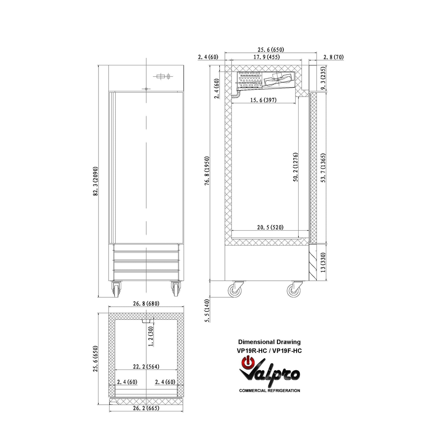 Valpro 19 cu.ft. Stainless Steel Reach-In Single Solid Door Freezer