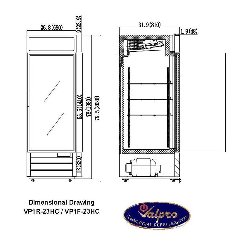 Valpro 23 cu.ft. Merchandiser Freezer With 1 Swing Glass Door