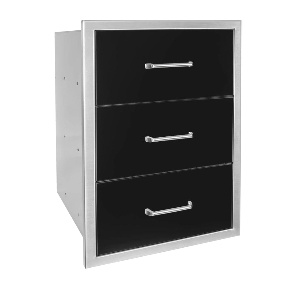 Wildfire 19" x 26" Black Stainless Steel Outdoor Triple Drawer