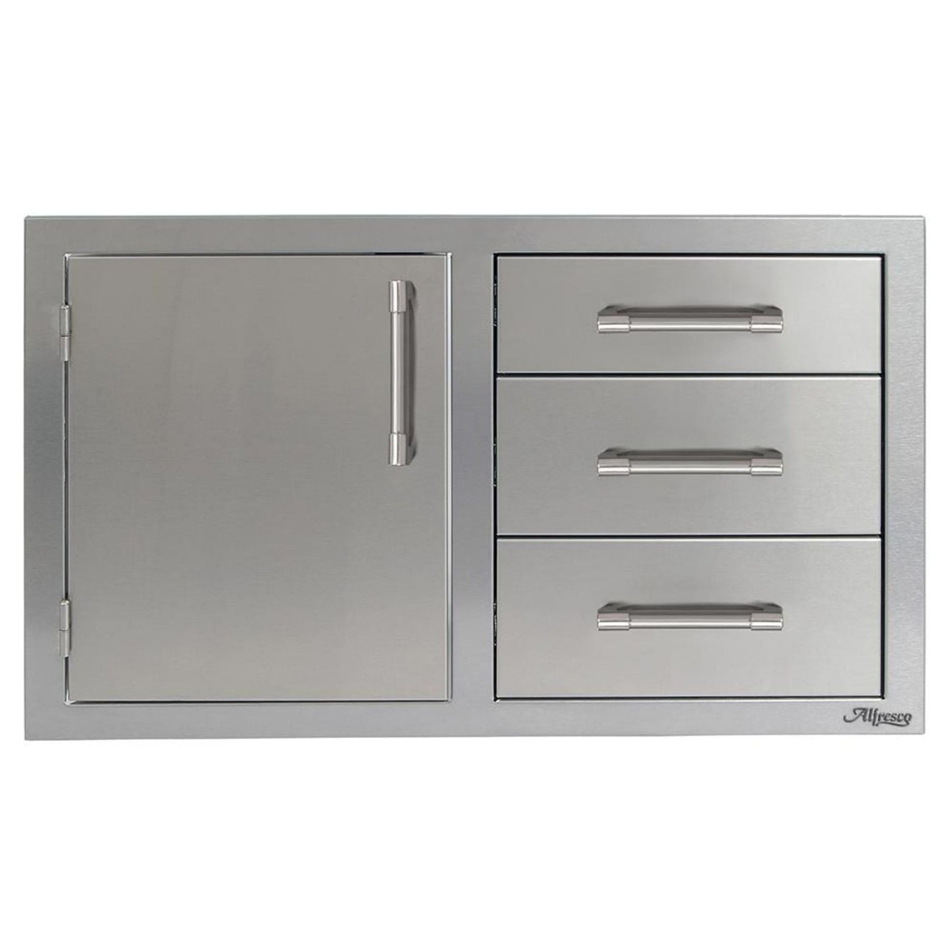 Afresco 32" Signal White Gloss Three Drawers with Door on Left