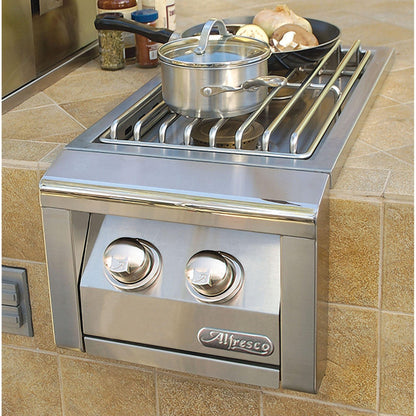 Alfresco 14" Signal White Gloss Natural Gas Double Side Burner for Cart