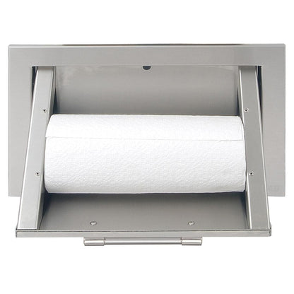 Alfresco 17" Signal White Gloss Paper Towel Holder with Door Open Left
