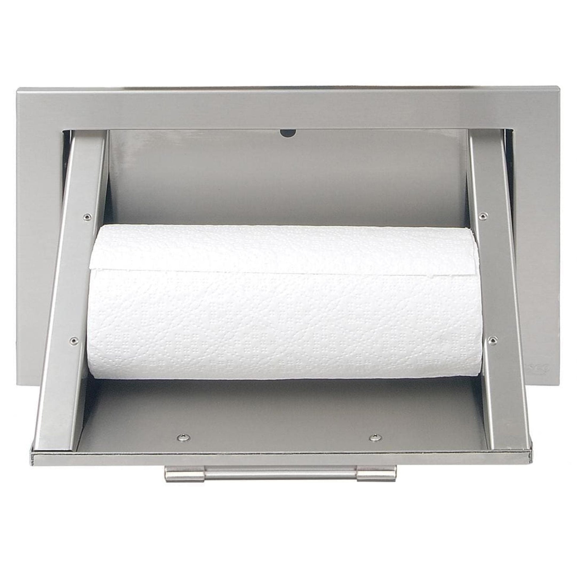 Alfresco 17" Signal White Matte Paper Towel Holder with Door Open Right
