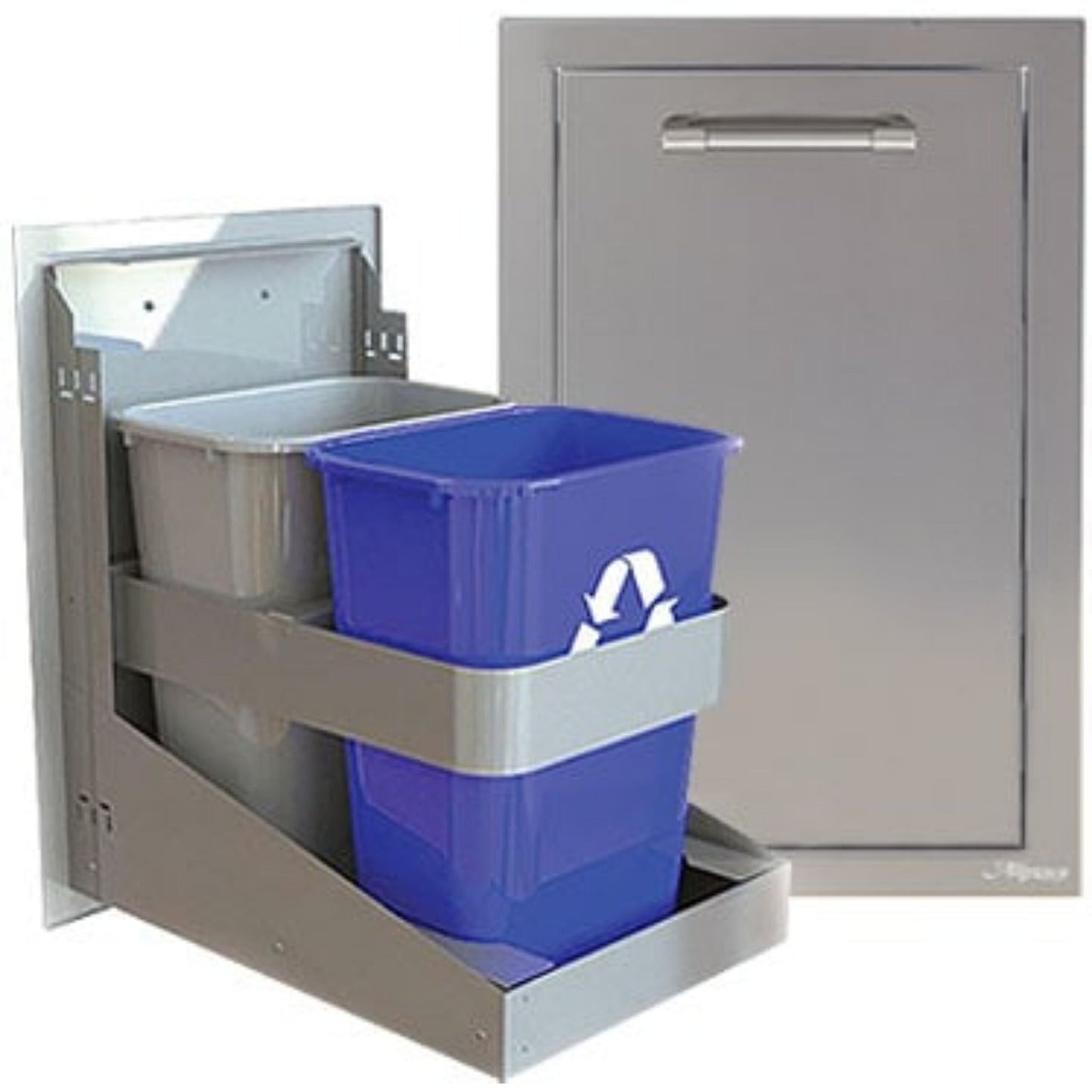Alfresco 18" Signal Grey Gloss Dual Trash Center / Recycling Drawer (Deep)