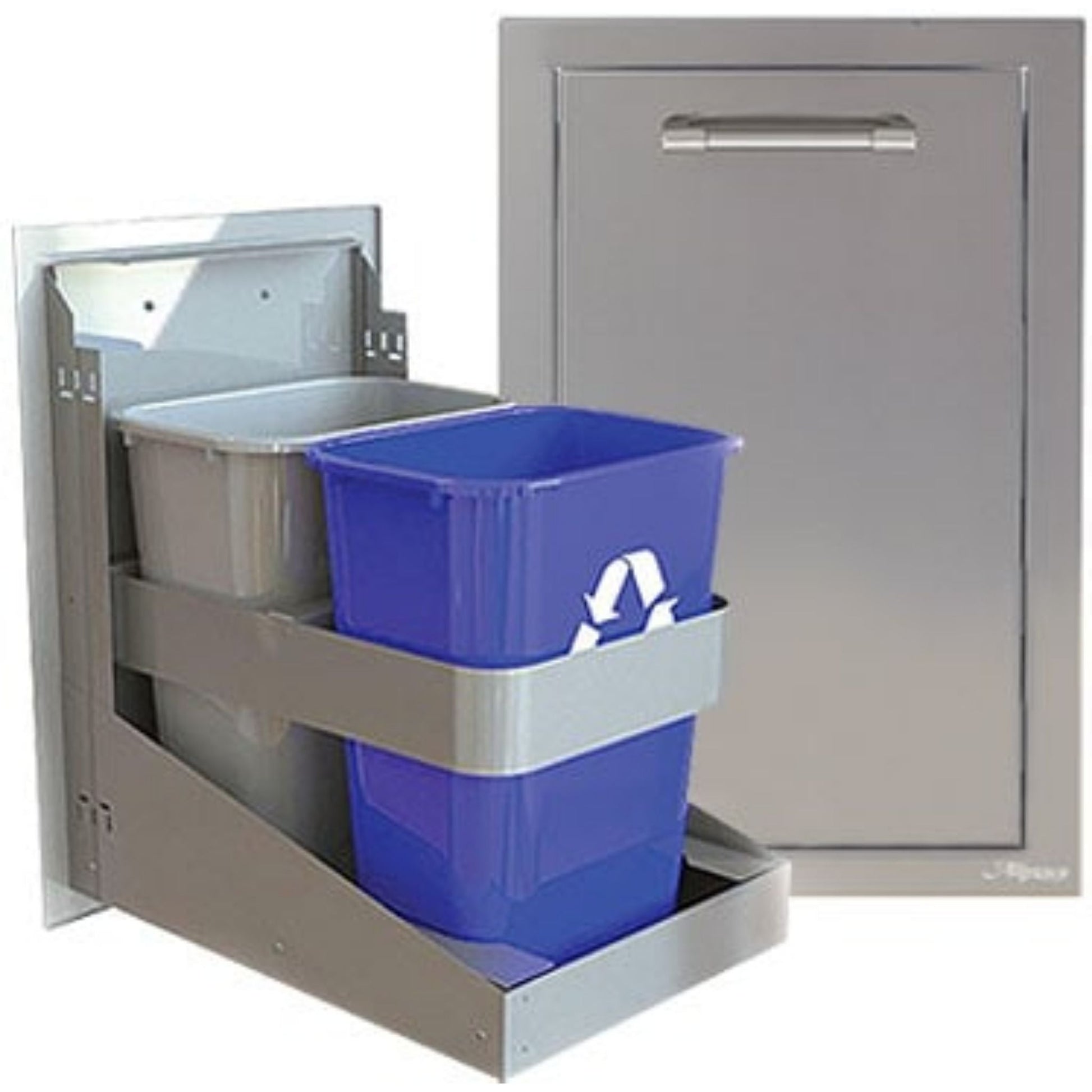 Alfresco 18" Ultramarine Blue Gloss Dual Trash Center / Recycling Drawer (Deep)