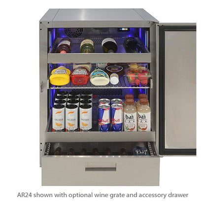Alfresco 24" Single-Door Panel Ready Stainless Steel Undercounter Refrigerator