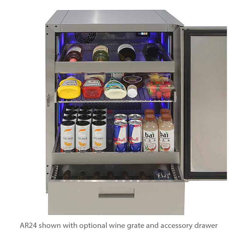 Alfresco 24" Single-Door Stainless Steel Undercounter Refrigerator