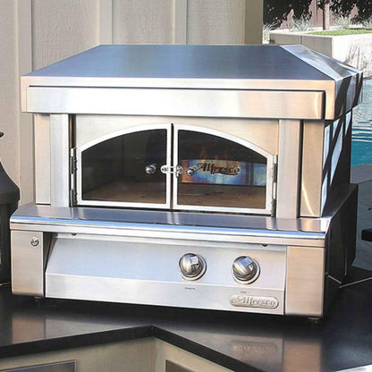 Alfresco 30" Jet Black Gloss Liquid Propane Pizza Oven for Countertop Mounting