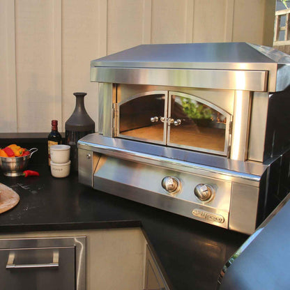 Alfresco 30" Traffic Yellow Gloss Liquid Propane Pizza Oven for Countertop Mounting