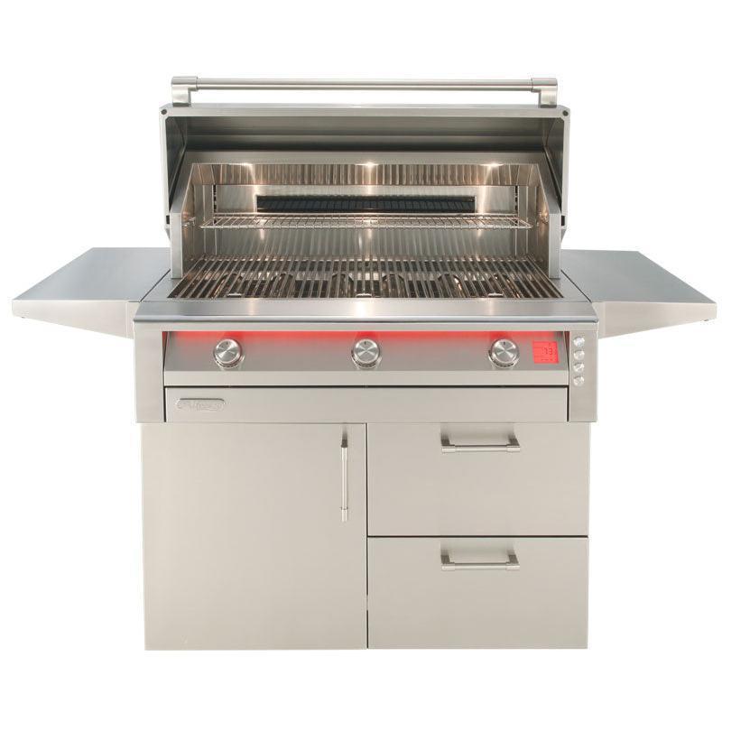 Alfresco Intelligent Professional Series 42" 3-Burner Carmine Red Gloss Natural Gas Grill With Deluxe Cart