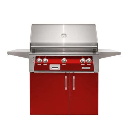 Alfresco Luxury 30" Carmine Red Gloss SearZone™ Natural Gas Grill and Cart - 1 Burner + 1 Sear Burner