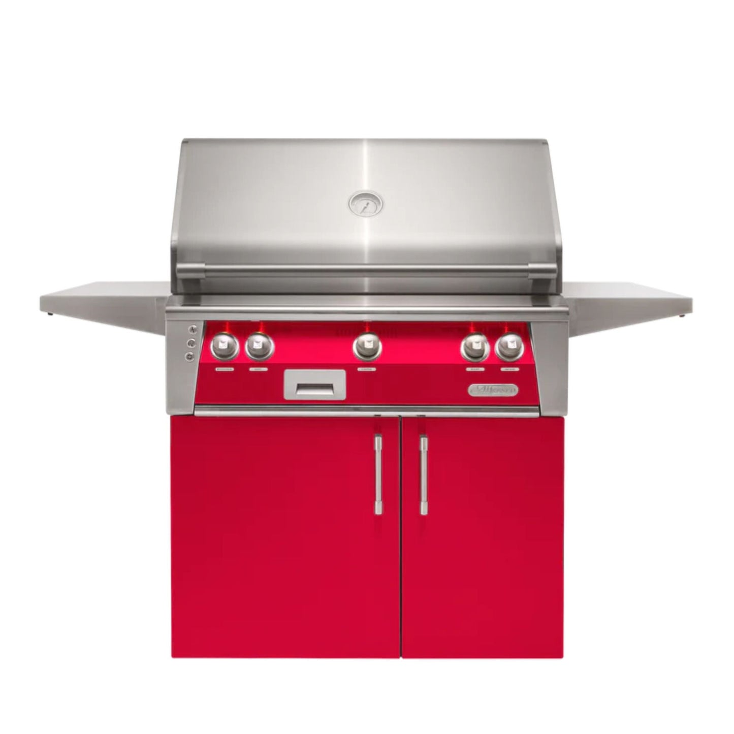 Alfresco Luxury 30" Raspberry Red Gloss SearZone™ Liquid Propane Grill and Cart - 1 Burner + 1 Sear Burner