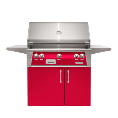 Alfresco Luxury 30" Raspberry Red Gloss SearZone™ Natural Gas Grill and Cart - 1 Burner + 1 Sear Burner