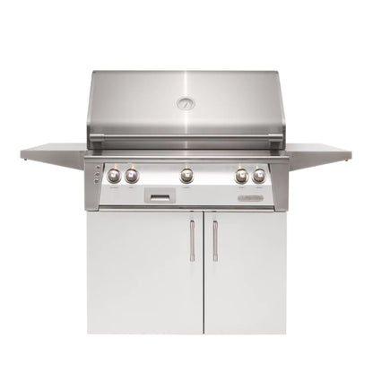 Alfresco Luxury 30" Signal White Matte SearZone™ Natural Gas Grill and Cart - 1 Burner + 1 Sear Burner