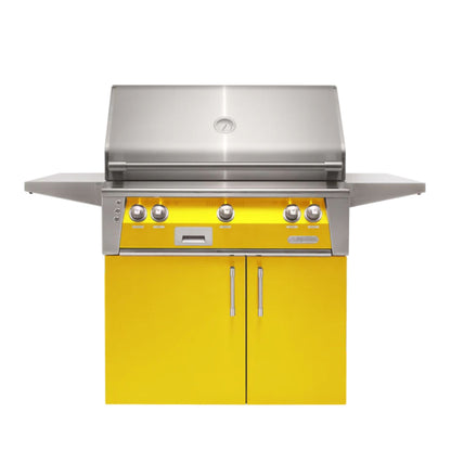 Alfresco Luxury 30" Traffic Yellow Gloss SearZone™ Natural Gas Grill and Cart - 1 Burner + 1 Sear Burner