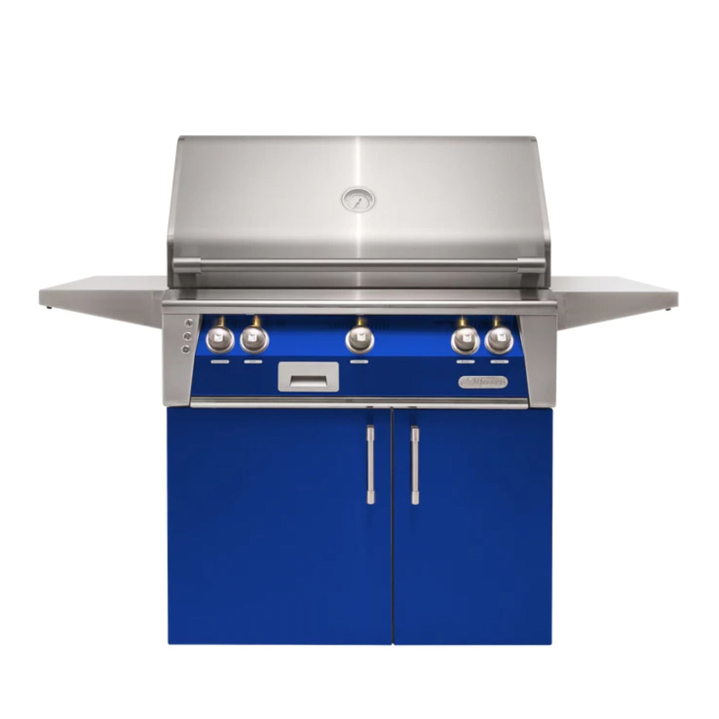 Alfresco Luxury 30" Ultramarine Blue Gloss SearZone™ Liquid Propane Grill and Cart - 1 Burner + 1 Sear Burner