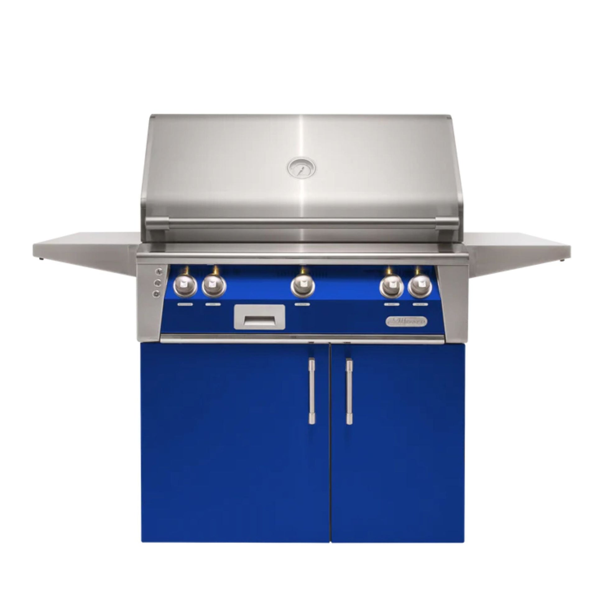 Alfresco Luxury 30" Ultramarine Blue Gloss SearZone™ Natural Gas Grill and Cart - 1 Burner + 1 Sear Burner