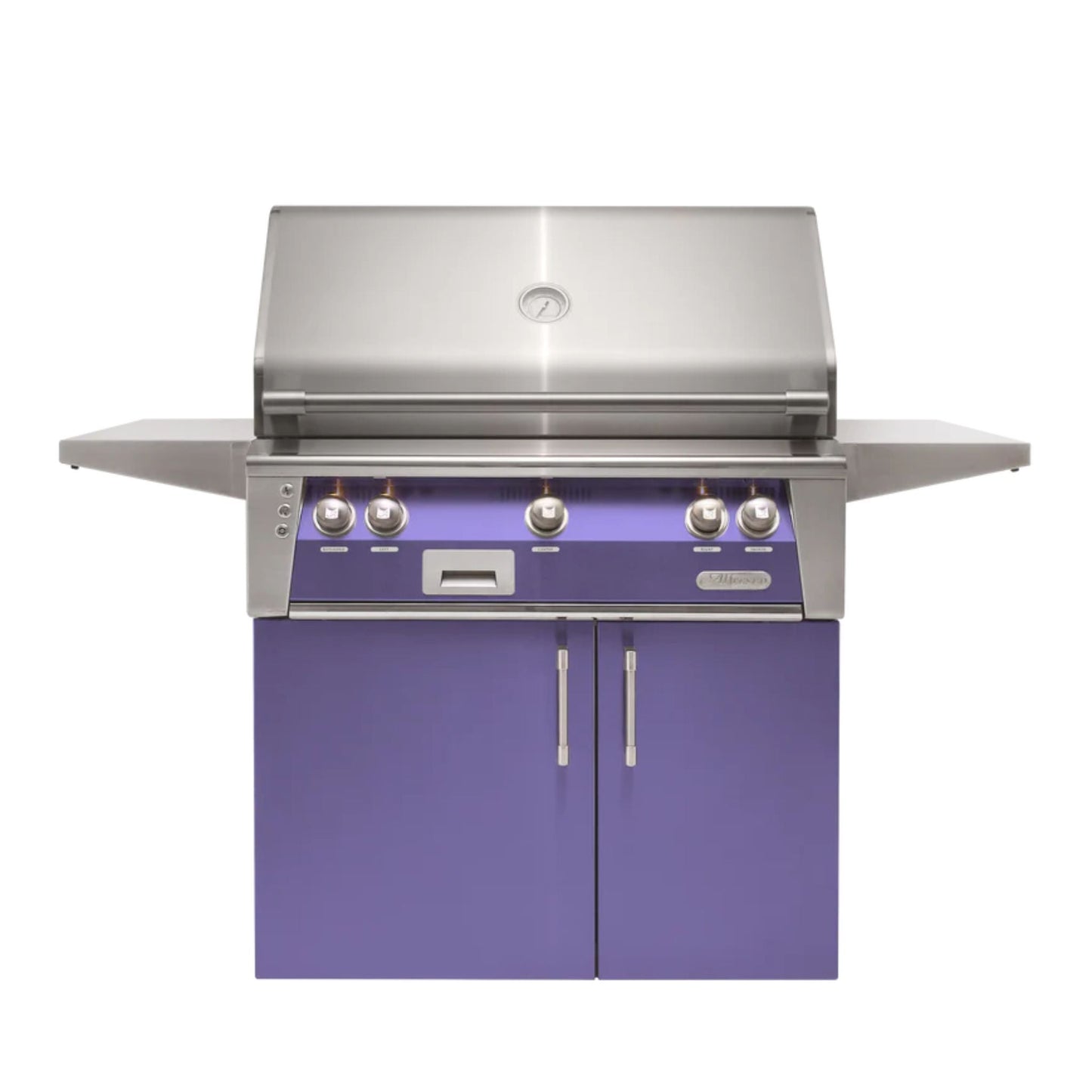 Alfresco Luxury 36" Blue Lilac Gloss SearZone™ Liquid Propane Grill and Cart - 2 Burner + 1 Sear Burner