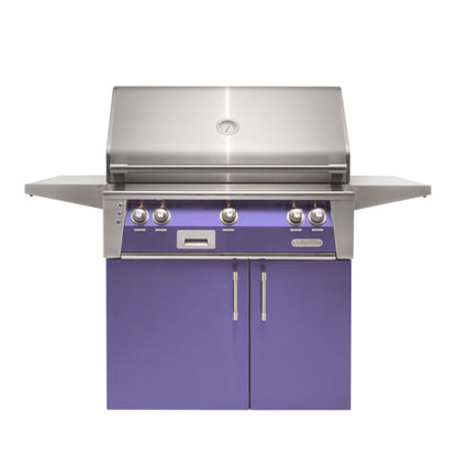 Alfresco Luxury 36" Blue Lilac Gloss SearZone™ Liquid Propane Grill and Cart - 2 Burner + 1 Sear Burner