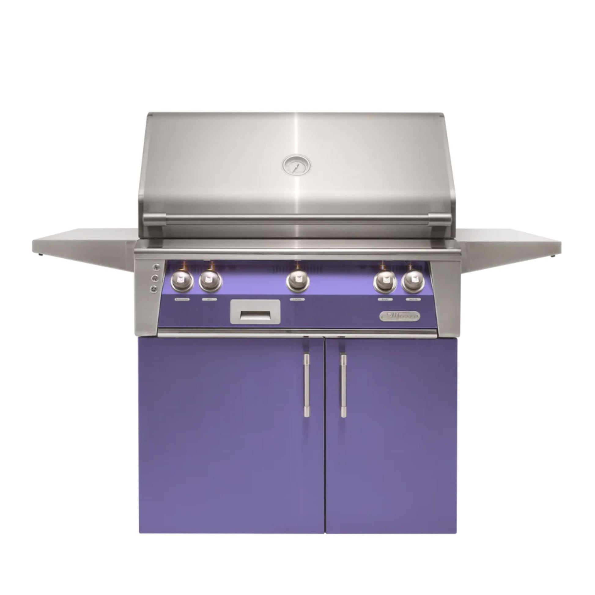 Alfresco Luxury 36" Blue Lilac Gloss SearZone™ Natural Gas Grill and Cart - 2 Burner + 1 Sear Burner