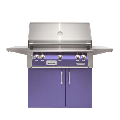 Alfresco Luxury 36" Blue Lilac Gloss SearZone™ Natural Gas Grill and Cart - 2 Burner + 1 Sear Burner