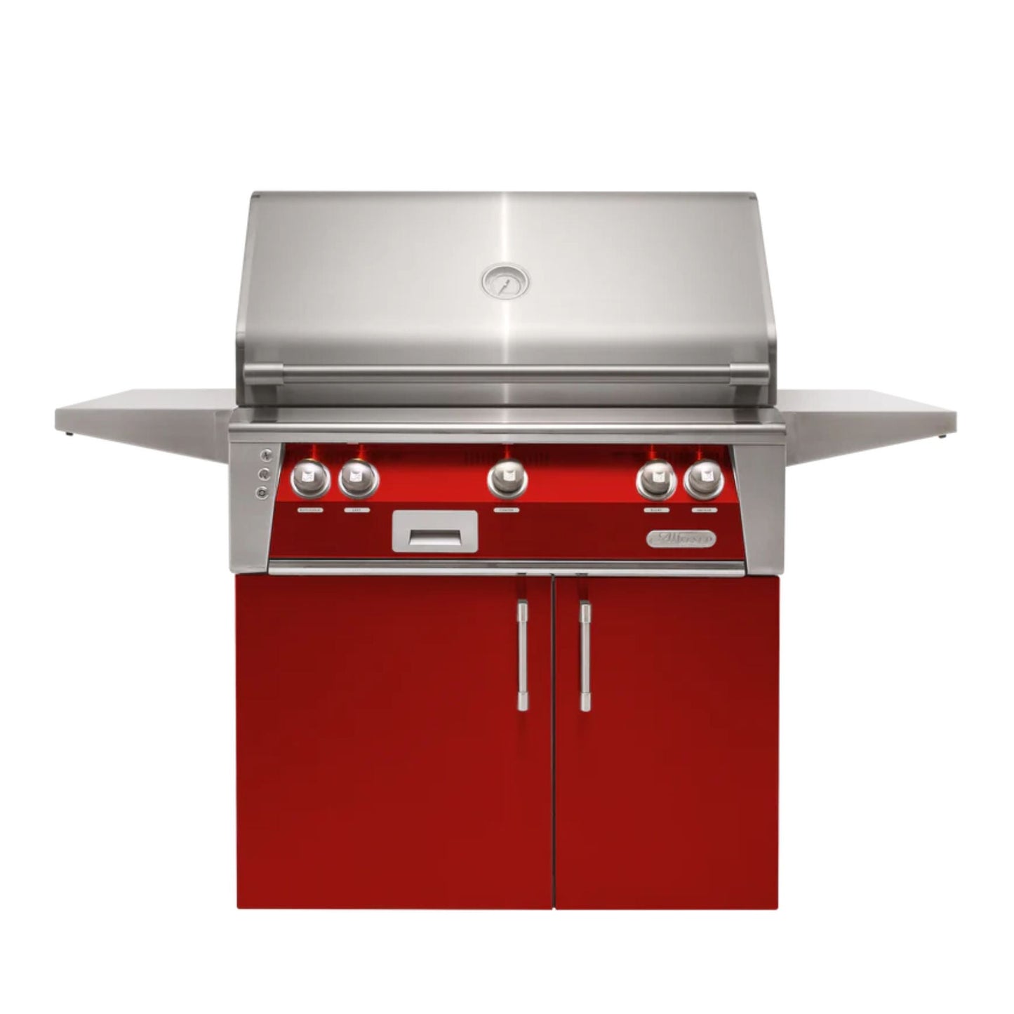 Alfresco Luxury 36" Carmine Red Gloss SearZone™ Liquid Propane Grill and Cart - 2 Burner + 1 Sear Burner