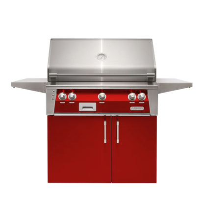 Alfresco Luxury 36" Carmine Red Gloss SearZone™ Liquid Propane Grill and Cart - 2 Burner + 1 Sear Burner