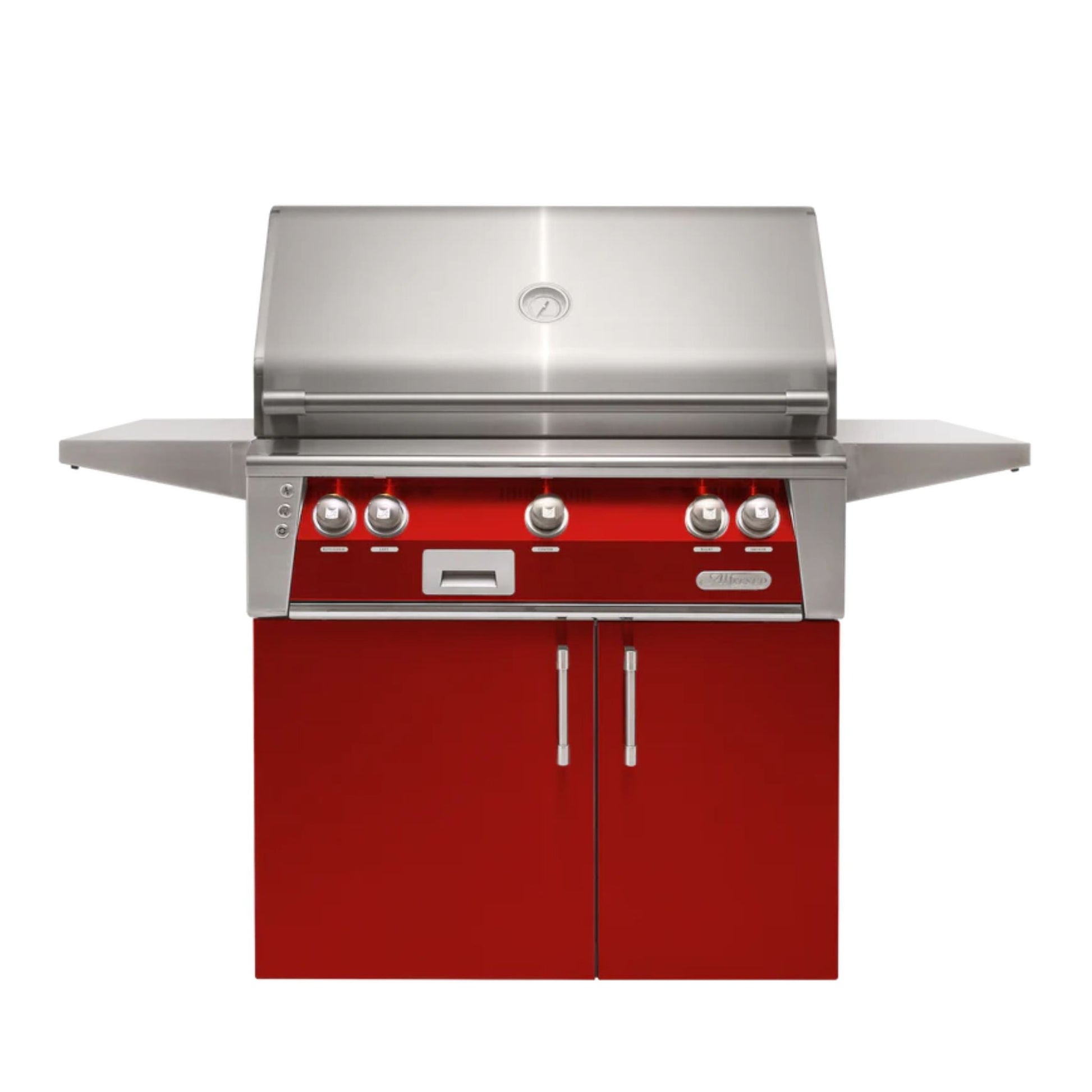 Alfresco Luxury 36" Carmine Red Gloss SearZone™ Natural Gas Grill and Cart - 2 Burner + 1 Sear Burner