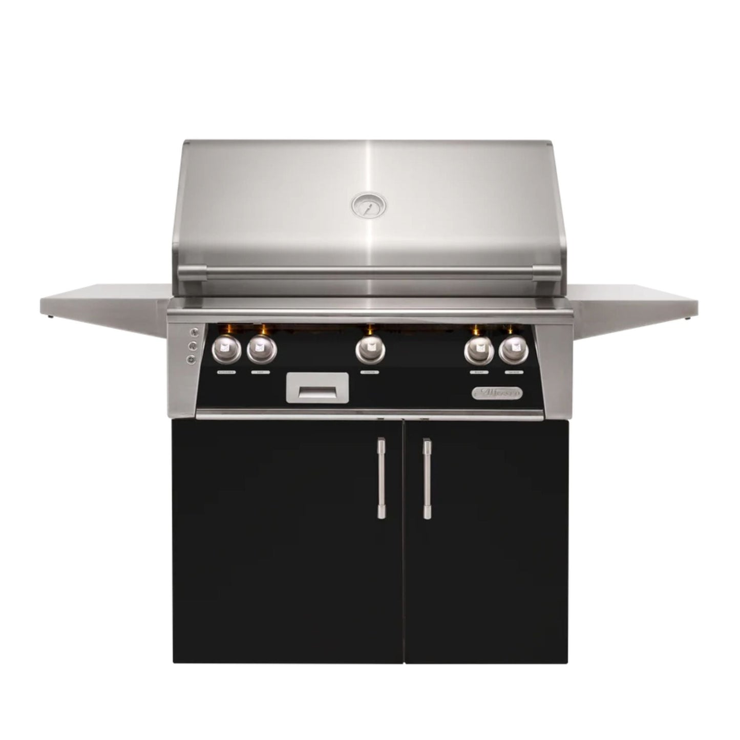 Alfresco Luxury 36" Jet Black Matte SearZone™ Liquid Propane Grill and Cart - 2 Burner + 1 Sear Burner