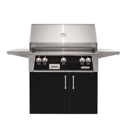 Alfresco Luxury 36" Jet Black Matte SearZone™ Liquid Propane Grill and Cart - 2 Burner + 1 Sear Burner