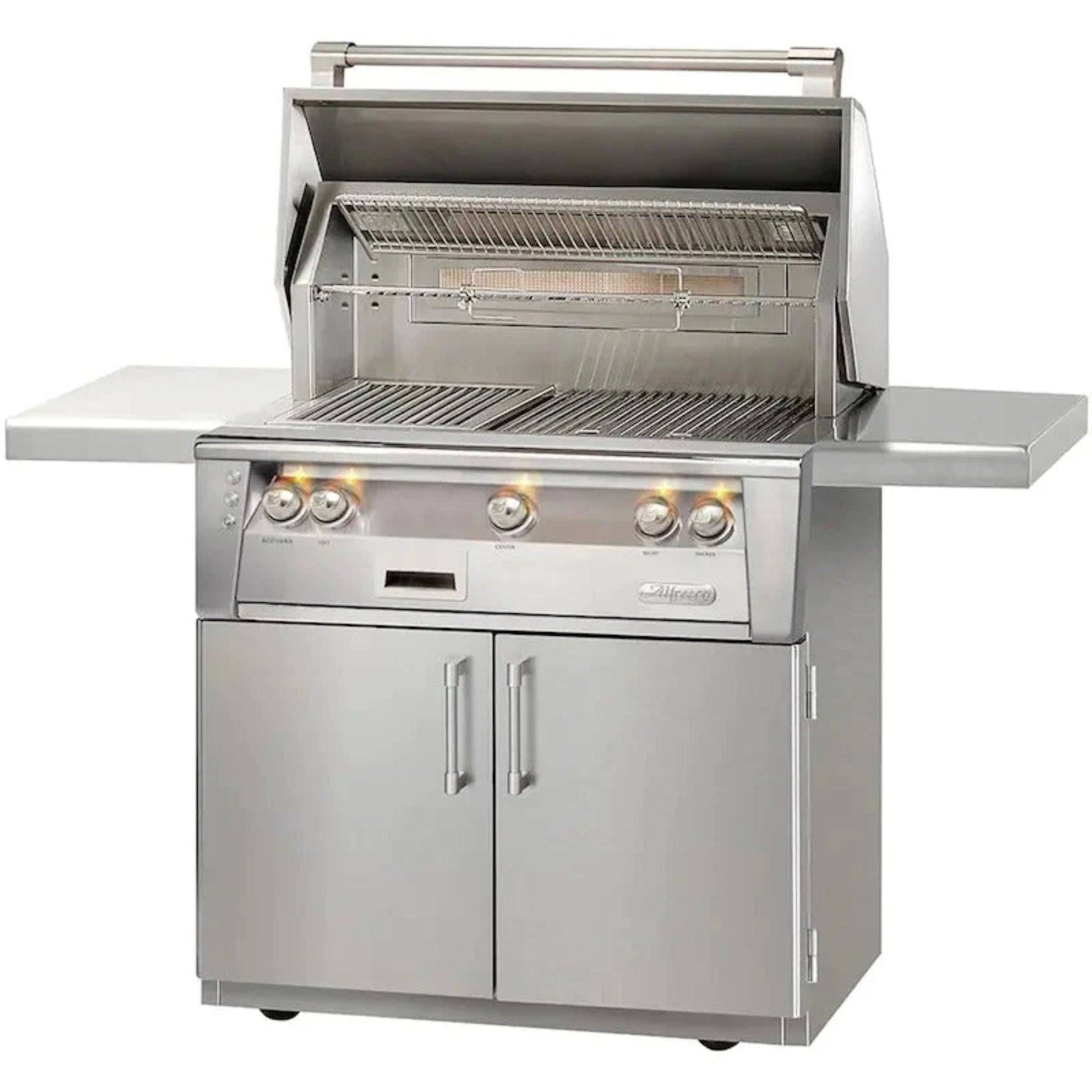Alfresco Luxury 36" Luminous Orange Gloss SearZone™ Liquid Propane Grill and Cart - 2 Burner + 1 Sear Burner