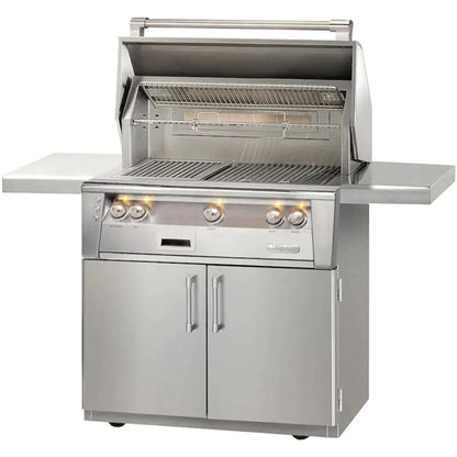 Alfresco Luxury 36" Luminous Orange Gloss SearZone™ Natural Gas Grill and Cart - 2 Burner + 1 Sear Burner