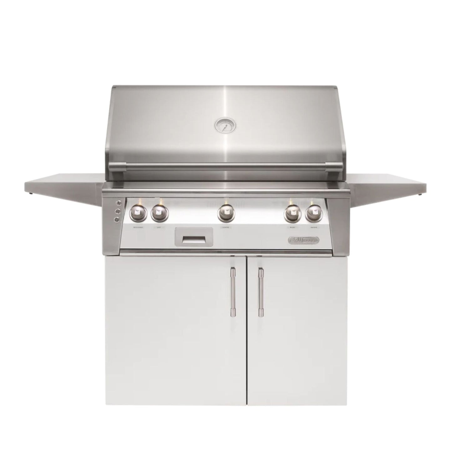 Alfresco Luxury 36" Signal White Matte SearZone™ Natural Gas Grill and Cart - 2 Burner + 1 Sear Burner