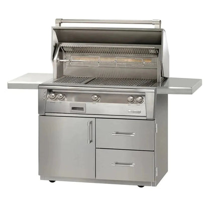 Alfresco Luxury 42" Jet Black Gloss SearZone™ Natural Gas Grill and Deluxe Cart - 2 Burner + 1 Sear Burner