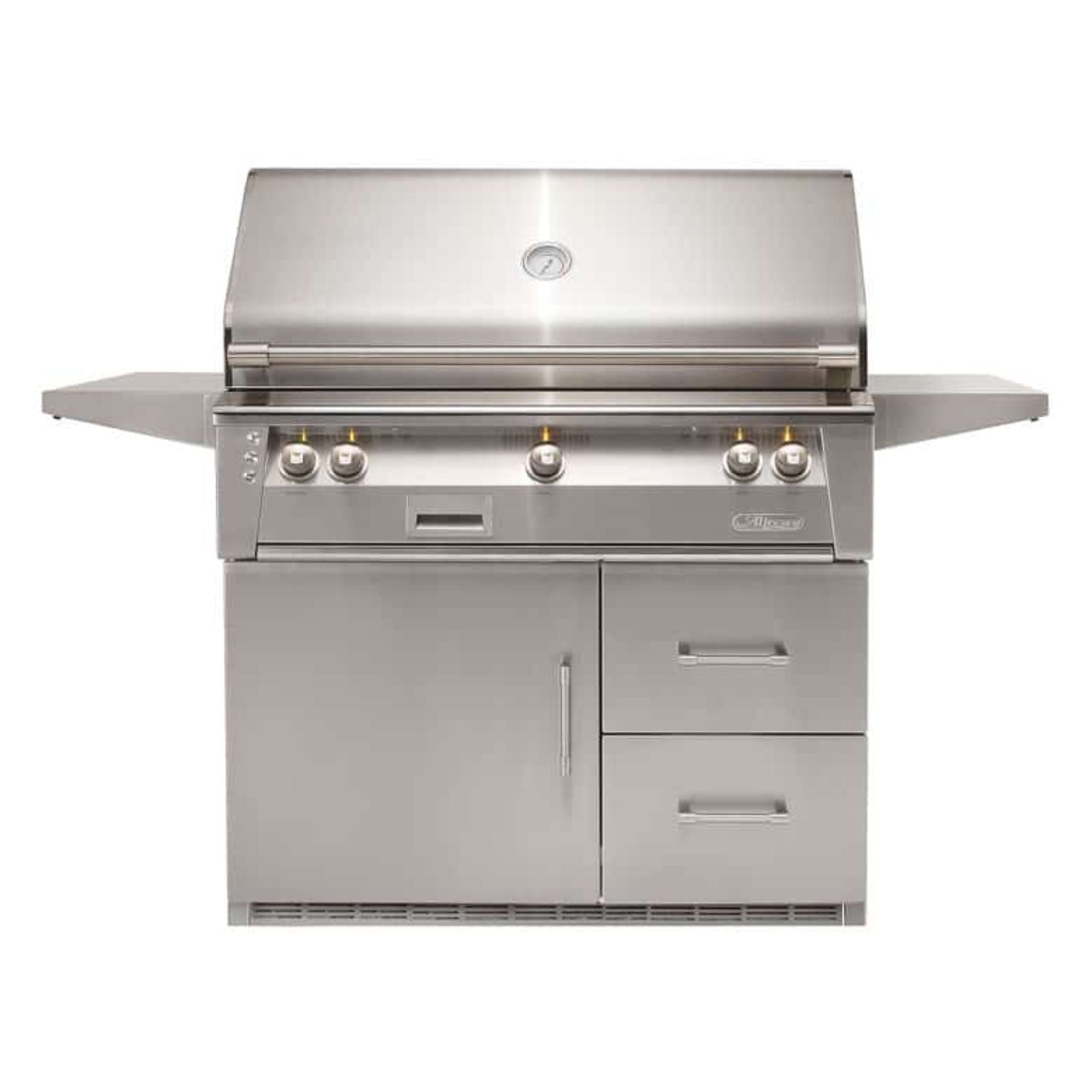 Alfresco Luxury 42" Jet Black Matte Standard Liquid Propane Grill and Refrigerated Cart - 3 Burner
