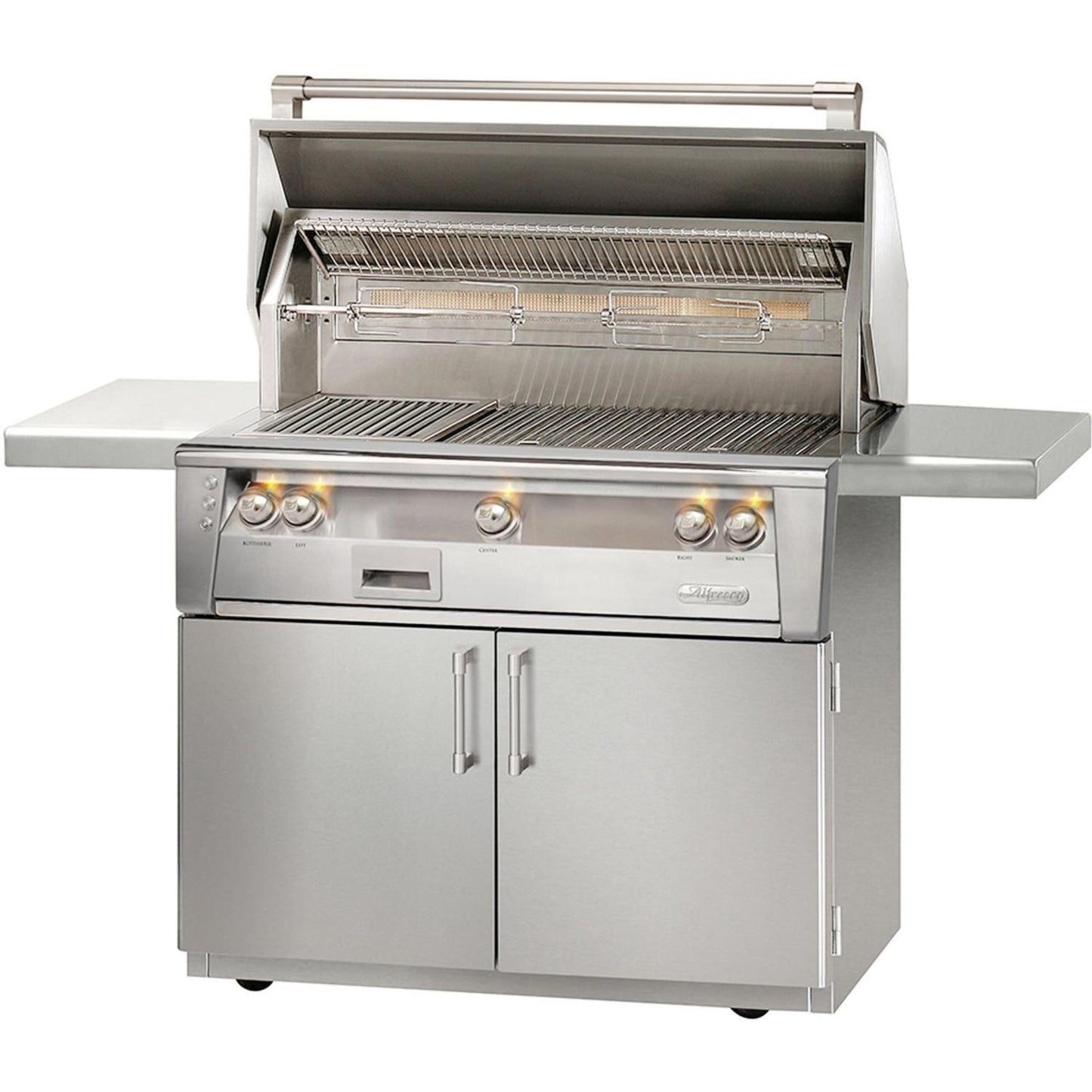 Alfresco Luxury 42" Raspberry Red Gloss SearZone™ Natural Gas Grill and Cart - 2 Burner + 1 Sear Burner