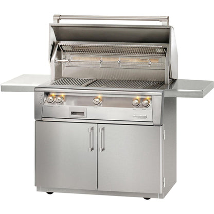 Alfresco Luxury 42" Signal White Gloss SearZone™ Natural Gas Grill and Cart - 2 Burner + 1 Sear Burner