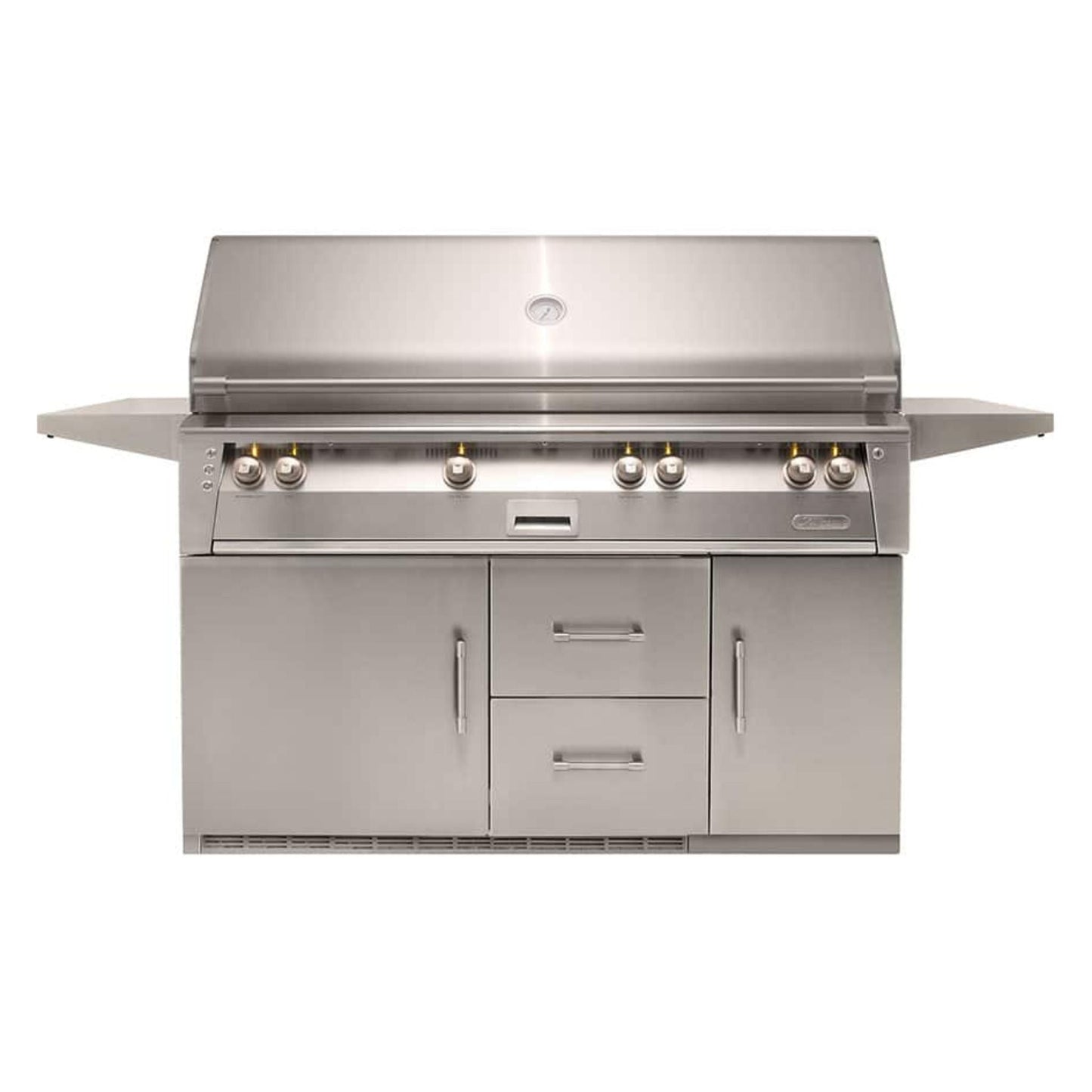 Alfresco Luxury All Grill 56" Jet Black Gloss Standard Natural Gas Grill and Refrigerated Cart - 3 Burner + 1 Sear Burner