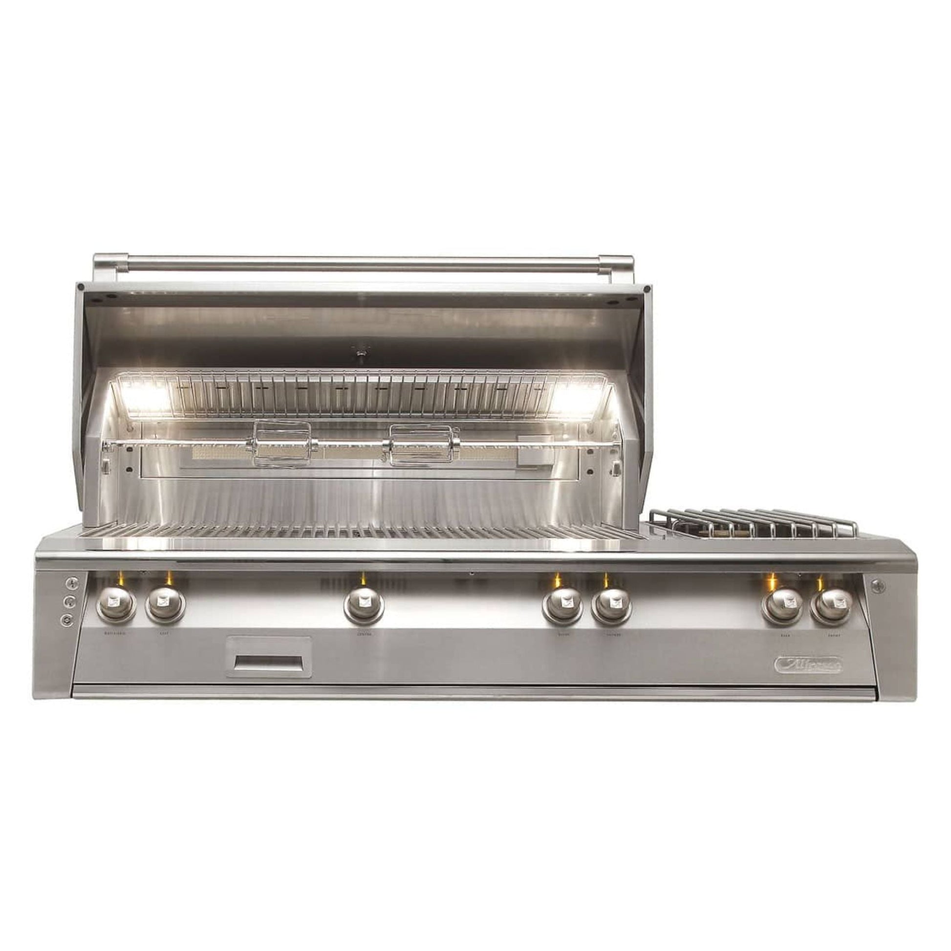 Alfresco Luxury Deluxe 56" Jet Black Matte Liquid Propane SearZone™ Grill Head with Sideburner - 2 Burner + 1 Sear Burner + 20k BTU Sideburner