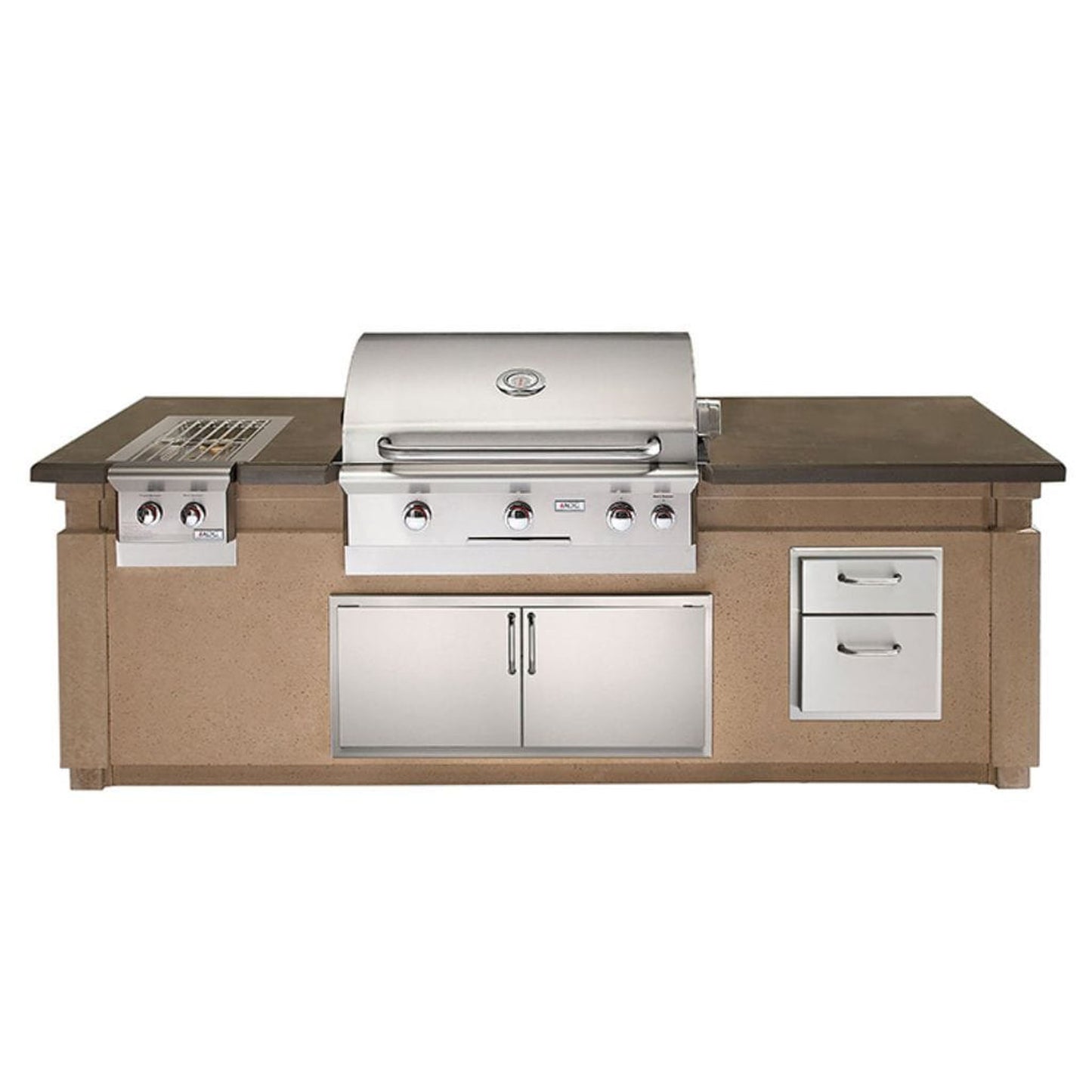 American Outdoor Grill 108" Café Blanco Base Pre-Fab GFRC Island with Double Drawer Cut-out