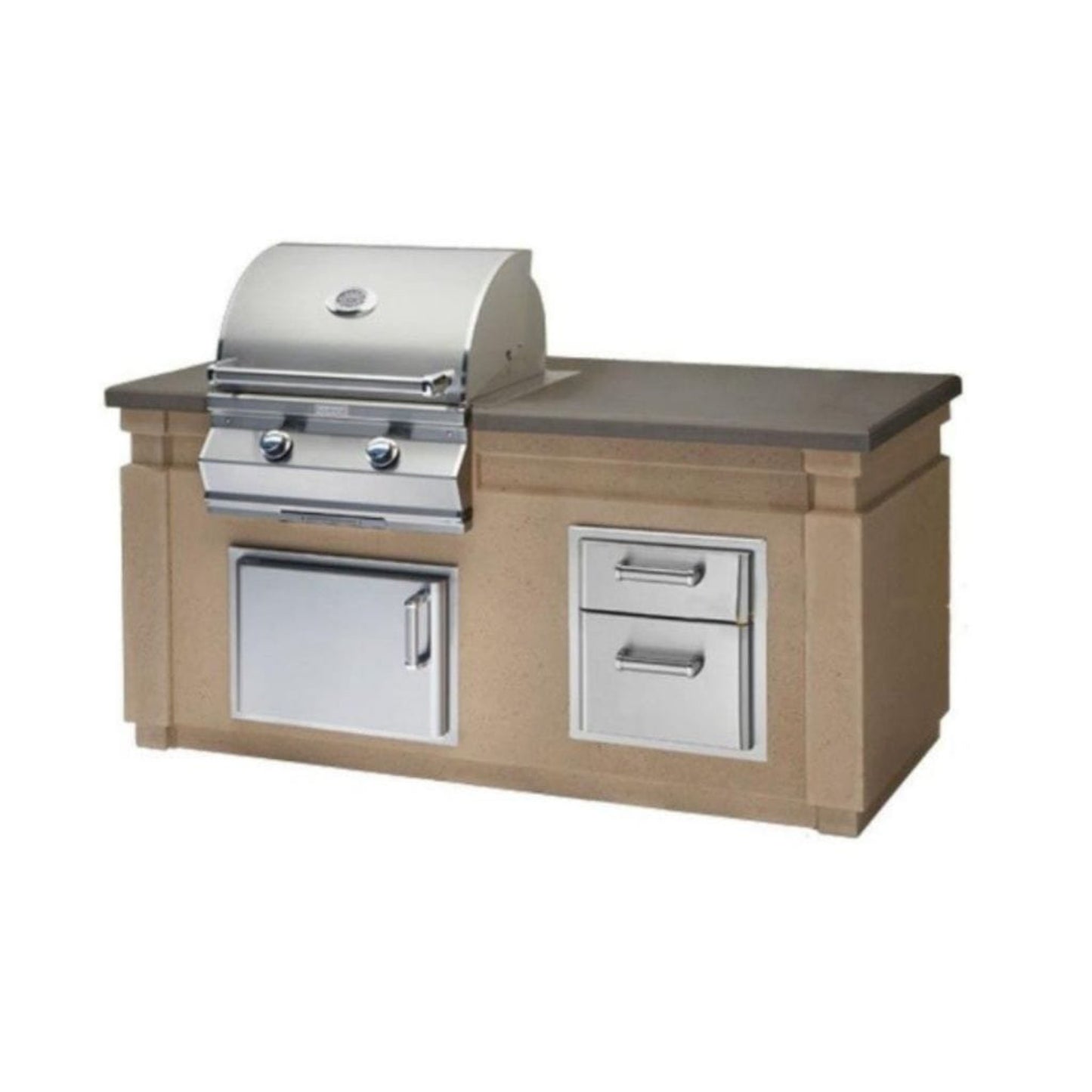 American Outdoor Grill 75" Café Blanco Base Pre-Fab GFRC Island with Double Drawer Cut-out