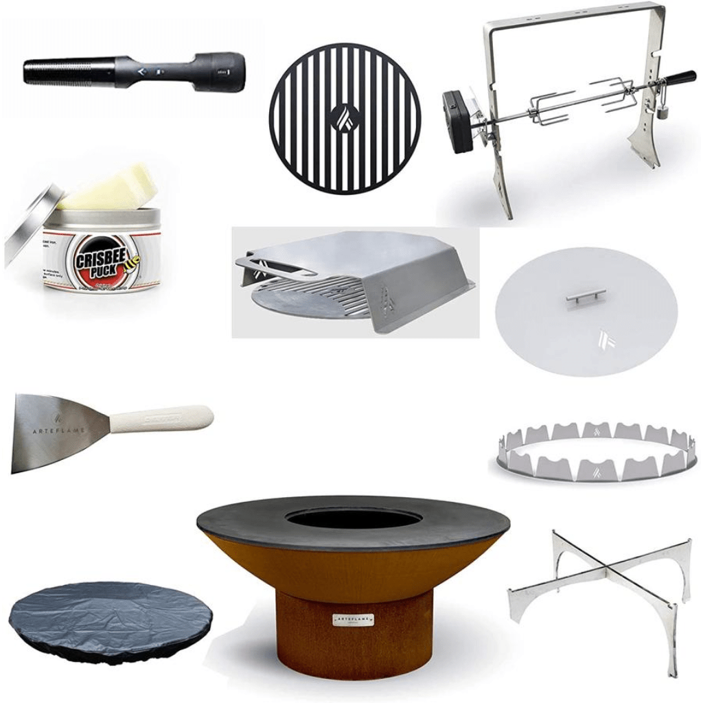 Arteflame Classic 40" Grill with a Low Round Base Home Chef Max Bundle With 10 Grilling Accessories