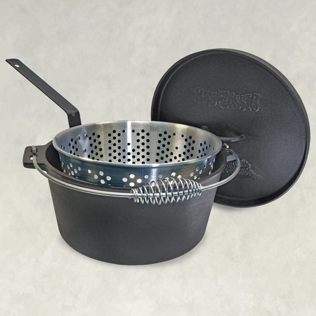 Dutch Oven Rectangular Griddle Pot Set Cast Iron Cookware 6 Qt