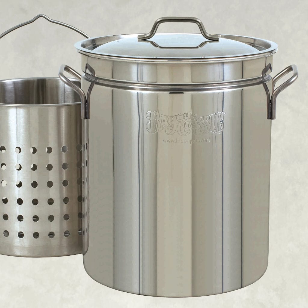 Bayou Classic 1150 14-qt Stainless Fry Pot Features Heavy Welded Handle  Stainless Lid and Stainless Perforated Basket w/ Cool Touch Handle Perfect  For