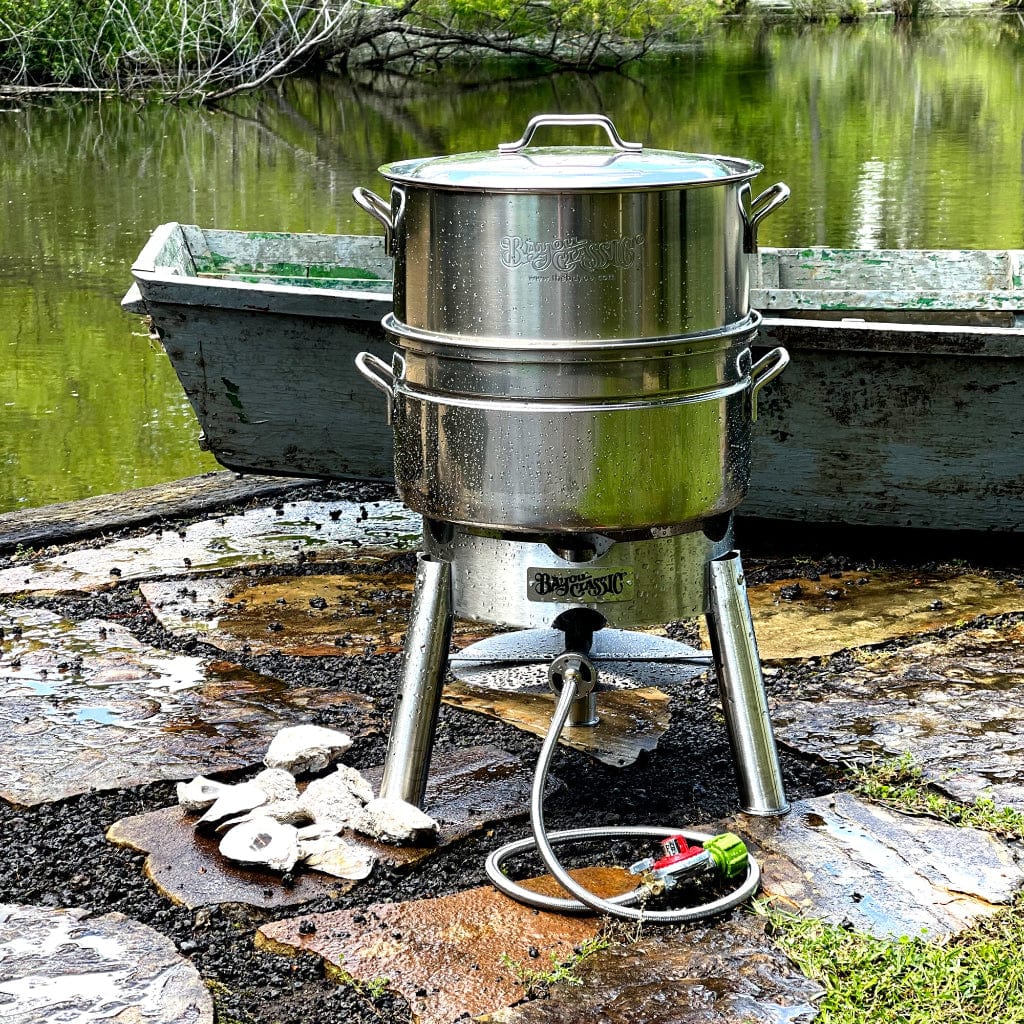Bayou Classic 4-Gallon Stainless Steel Outdoor Propane Gas Steamer Kit